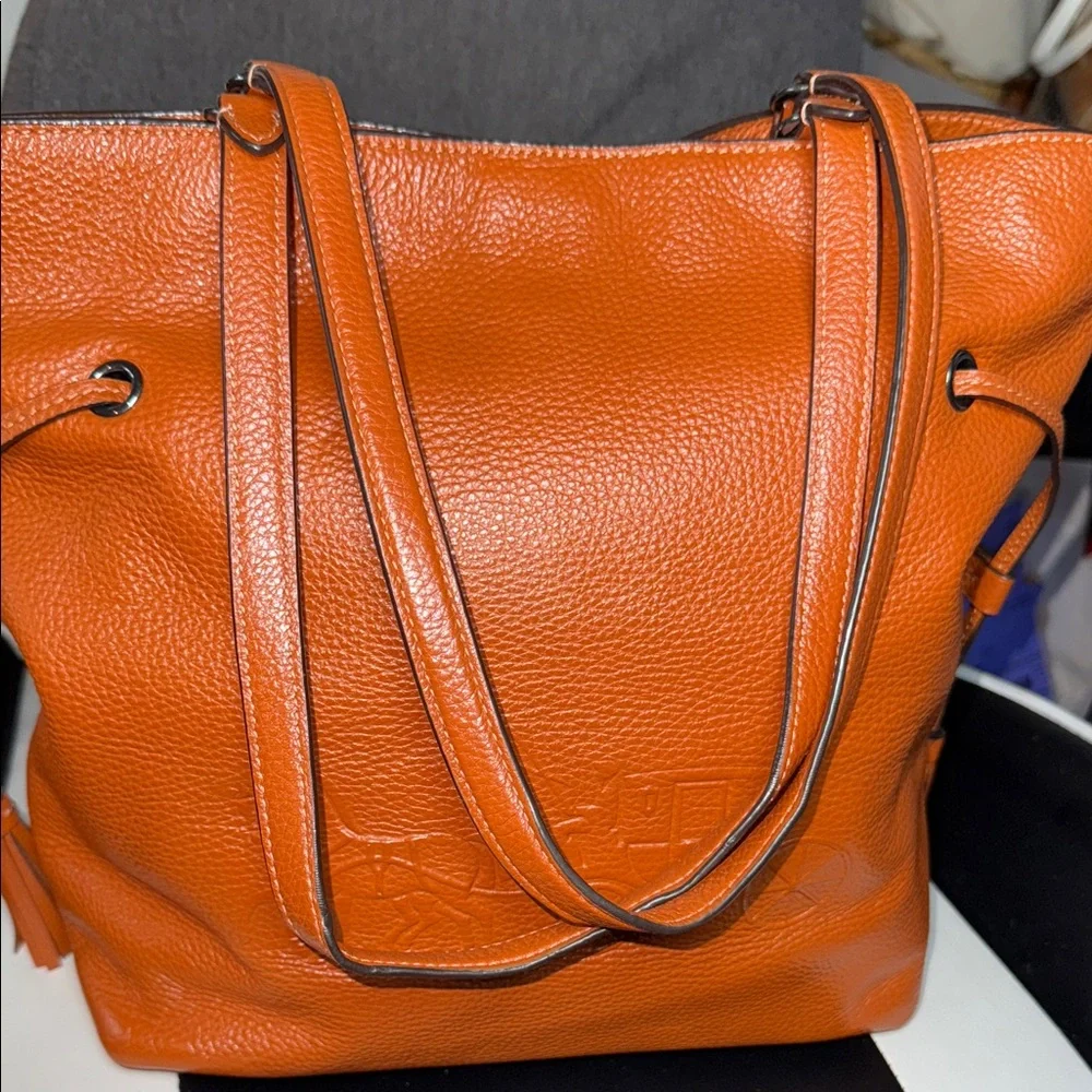 Coach ‘Andy’ Orange Pebbled Leather Tote Bag - Picture 6 of 12